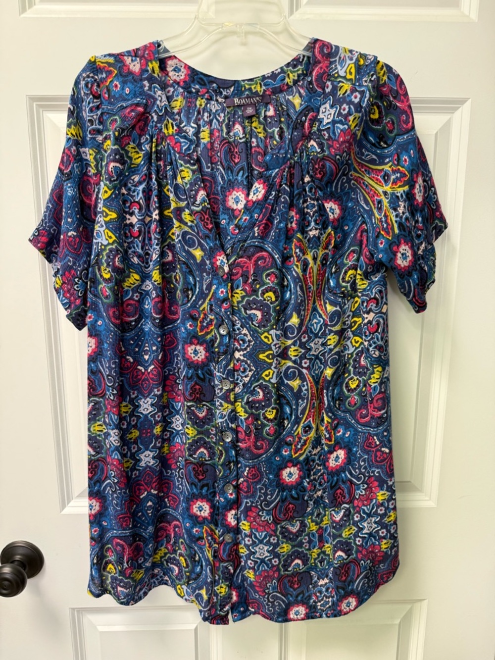 Roaman's Multicolor Paisley Short Sleeve Tunic